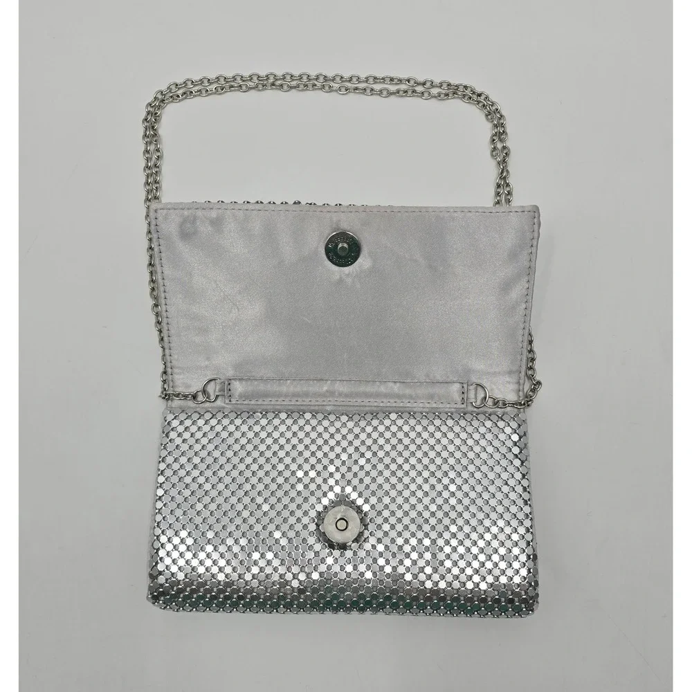 Gunne Sax Jessica McClintock Silver Metal Mesh Evening Bag Y2K Chain Purse